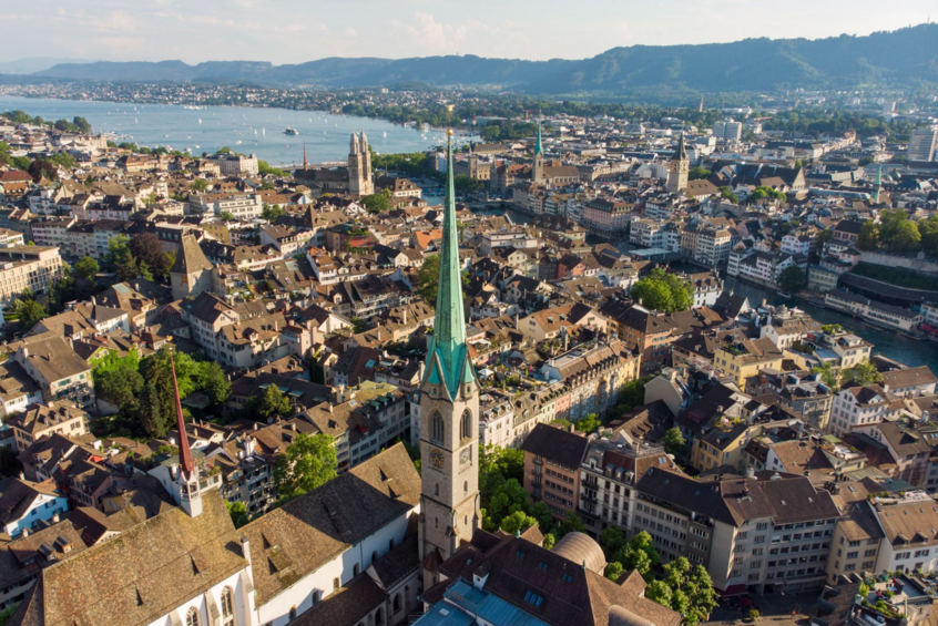 A view of Zurich from the sky